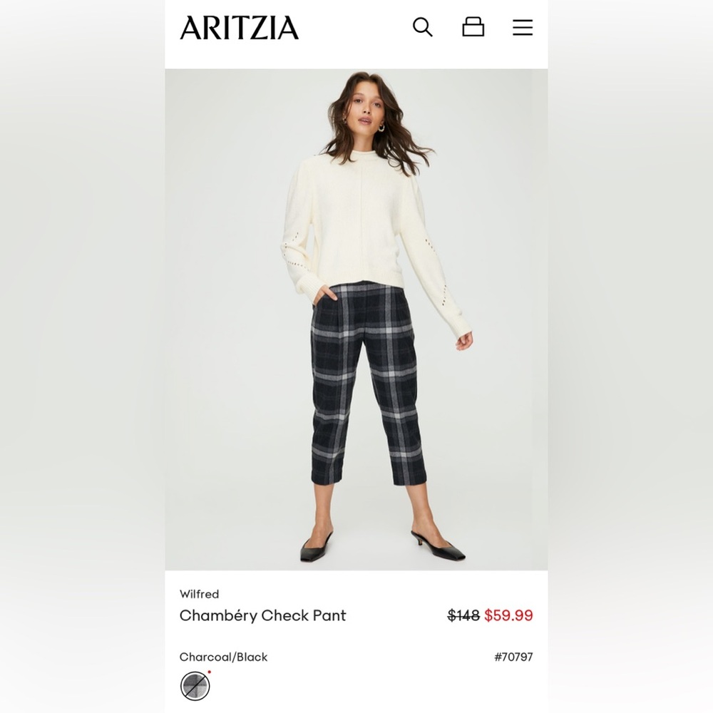 Aritzia Wilfred Wool Plaid Pants (S)